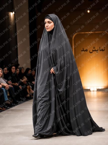 مدلینگ چادر مشکی در نمایش مد اسلامی