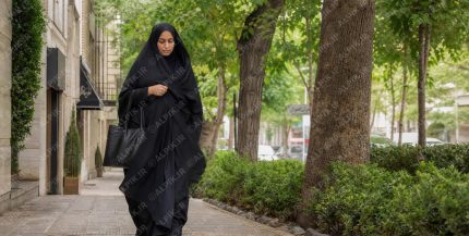 قدم زدن بانوی چادری در پیاده‌رو