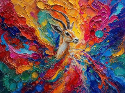 نقاشی برجسته غزال رنگارنگ