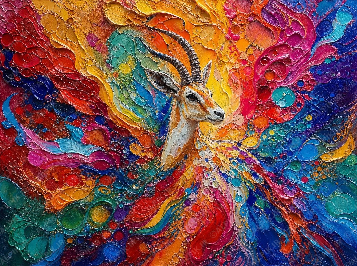 alpik-2870824.jpg نقاشی برجسته غزال رنگارنگ