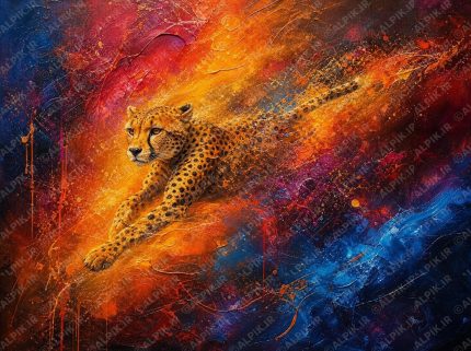 نقاشی دیجیتال یوزپلنگ در حال دویدن