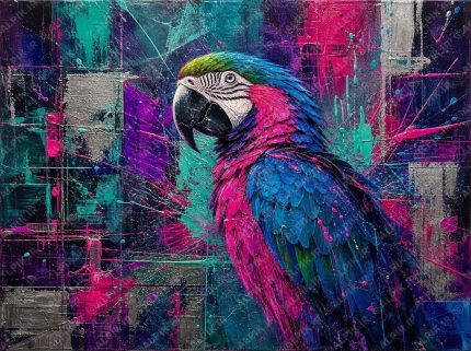 نقاشی مدرن طوطی رنگارنگ