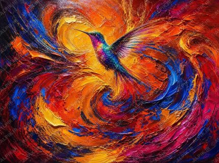 پرواز مرغ مگس‌خوار در گرداب رنگ‌ها