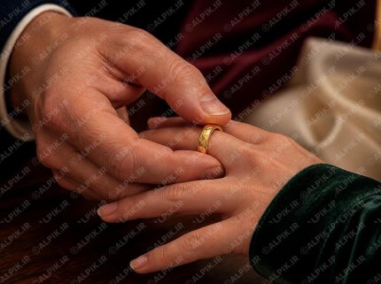 لحظه قرار دادن حلقه ازدواج طلایی