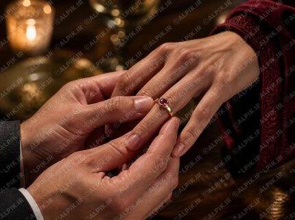 حلقه پیوند با نگین یاقوت