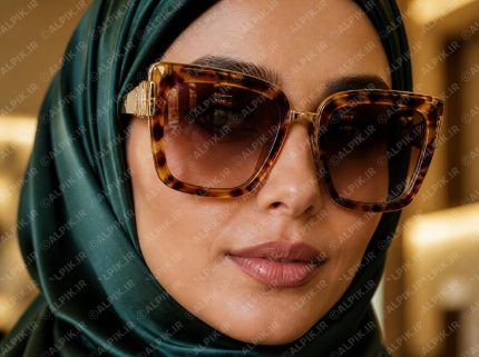 عینک آفتابی زنانه فریم پلنگی بزرگ