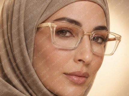 عینک طبی زنانه با فریم شفاف و دسته طلایی