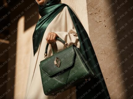 کیف دستی چرمی لوکس زنانه به رنگ سبز تیره