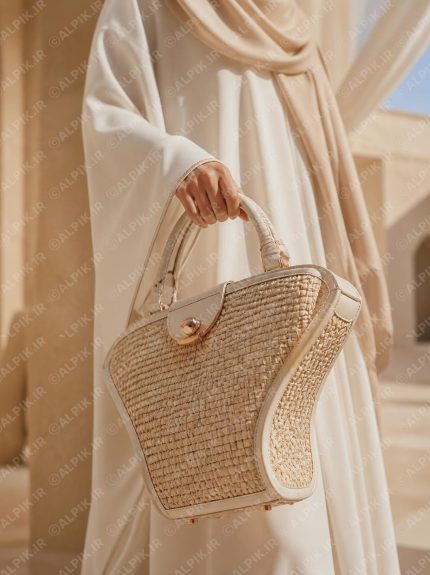 کیف دستی حصیری زنانه با طراحی مدرن و شیک
