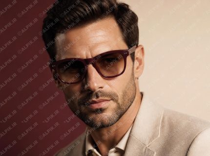 عینک آفتابی مردانه با فریم زرشکی شیک و کلاسیک
