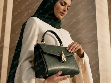 کیف دستی چرمی زنانه سبز تیره با طراحی لوکس