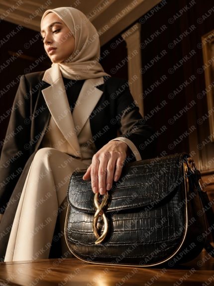 کیف دوشی چرم مشکی زنانه لوکس