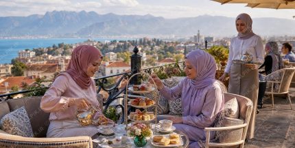 عصرانه مجلل با چشم‌انداز زیبای سواحل آنتالیا