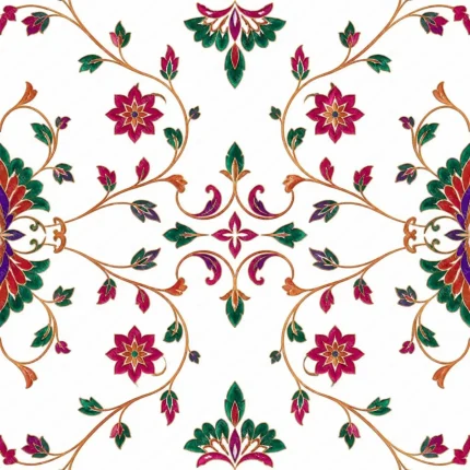طرح پترن تکرارشونده اسلیمی سنتی با قابلیت چاپ بینهایت