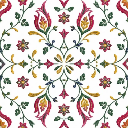 طرح پترن تکرار شونده بدون درز گلدوزی اسلیمی سنتی