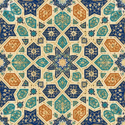 پترن تکرارشونده بدون درز کاشیکاری سنتی ایرانی