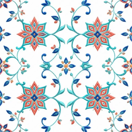 پترن تکرارشونده گلدوزی اسلیمی با قابلیت چاپ بی‌نهایت