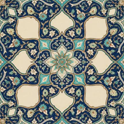 پترن تکرارشونده کاشی‌کاری سنتی اسلیمی ایرانی