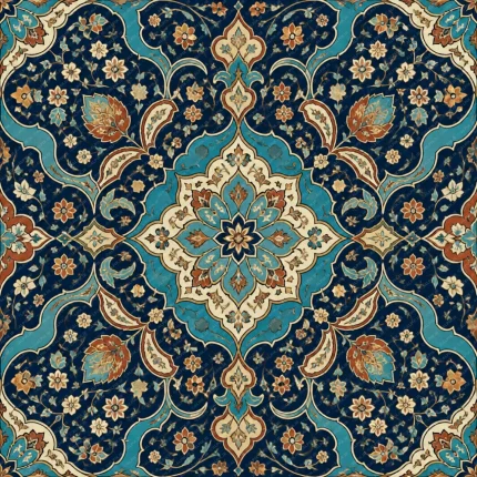 پترن تکرارشونده اسلیمی سنتی ایرانی با قابلیت چاپ بی‌نهایت