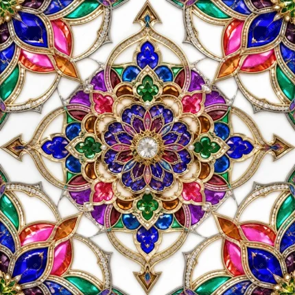 پترن بدون درز اسلیمی و جواهرنشان لوکس برای کاغذ و جعبه کادو