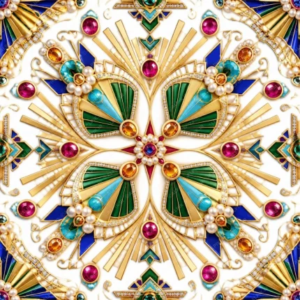 طرح کاغذ کادو لاکچری با پترن تکرار شونده جواهرات سلطنتی